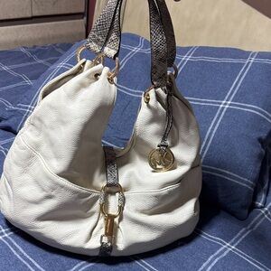 White and Gold Designer Hobo Bag